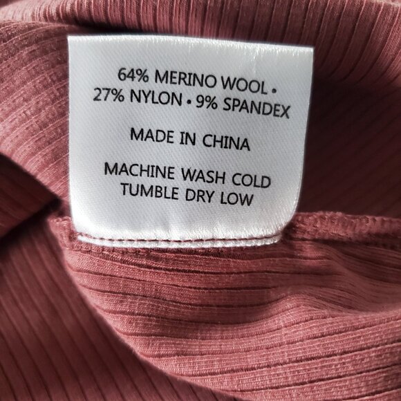 Woolx Harlowe Ribbed Dress Wool Blend Powdered Rose Small - Picture 4 of 9